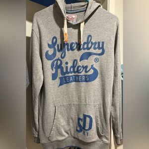 SUPERDRY RIDERS LEATHERS Hooded Sweatshirt - UNISEX LARGE